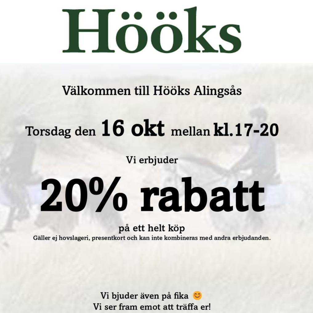 Torsdag den 16 oktober kl. 17-20 bjuder Hööks in till medlemskväll!