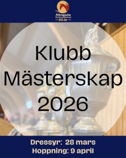 Nu har vi datum även för Klubbmästerskapet i hoppning, och anmälan för privata ekipage ligger ute i TDB. Anmälan för Ridskoleekipage öppnar på söndag 15/3 kl. 9