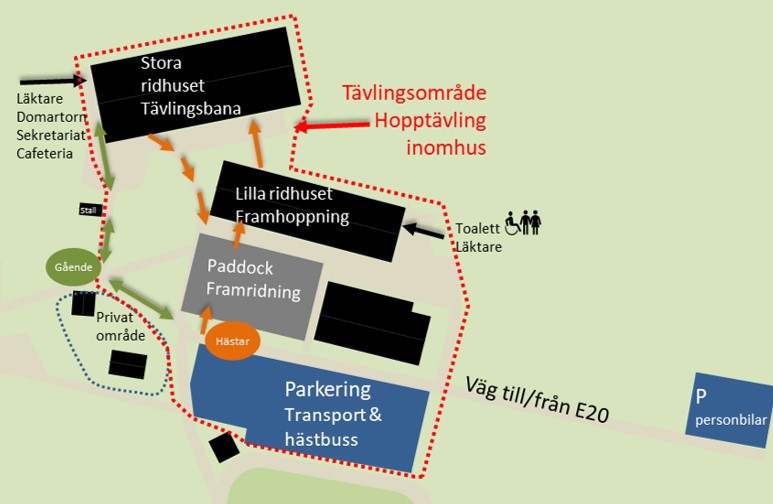 anläggningsskiss, tävlingsområde, hopptävling