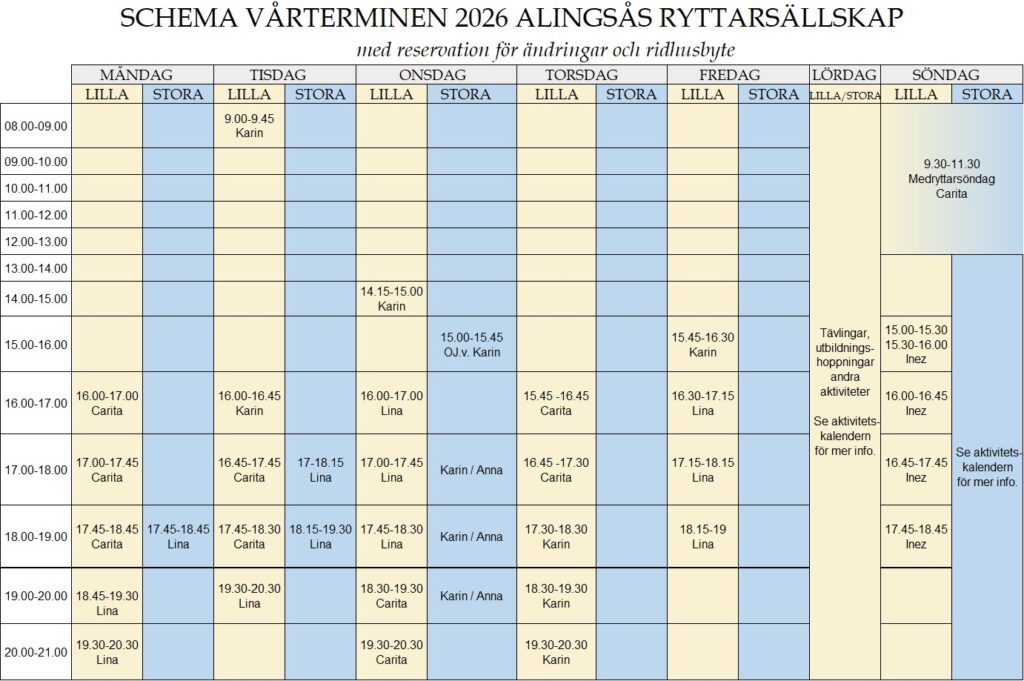 gruppschema, ridhusschema